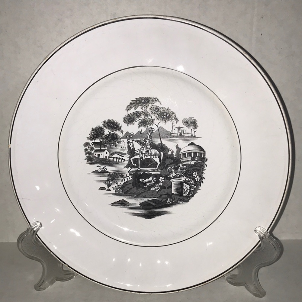 Classic White and Black Dinner Plate
